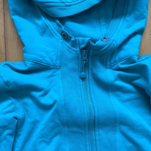 Lululemon Athletica Teal Scuba Zip Up Hoodie Jacket Thumbholes Women Size 4 - Picture 7 of 11